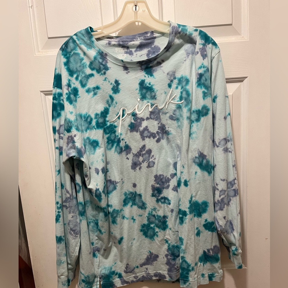 PINK Victoria's Secret Blue Tie-Dye Shirt